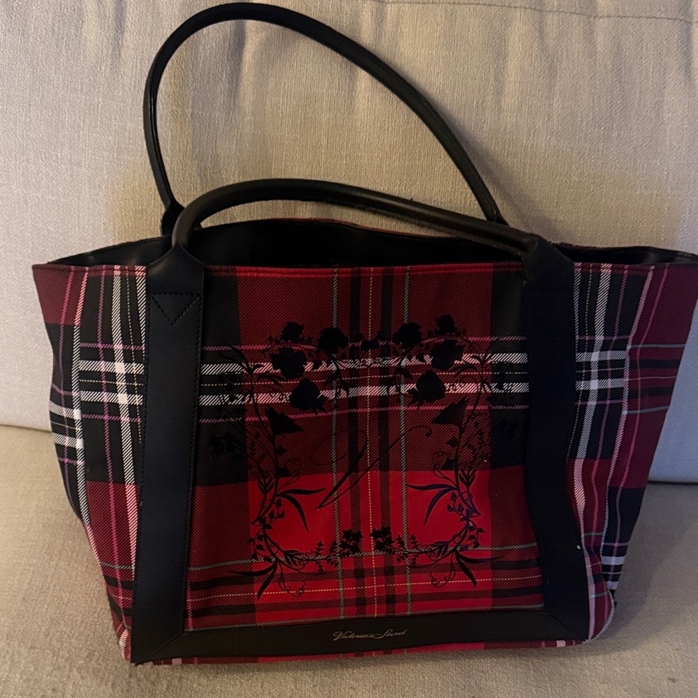 Victoria's Secret Red and Black Checkered Tote
